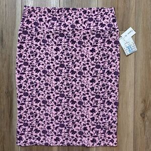NWT LuLaRoe Cassie pencil skirt purple floral print, size XL